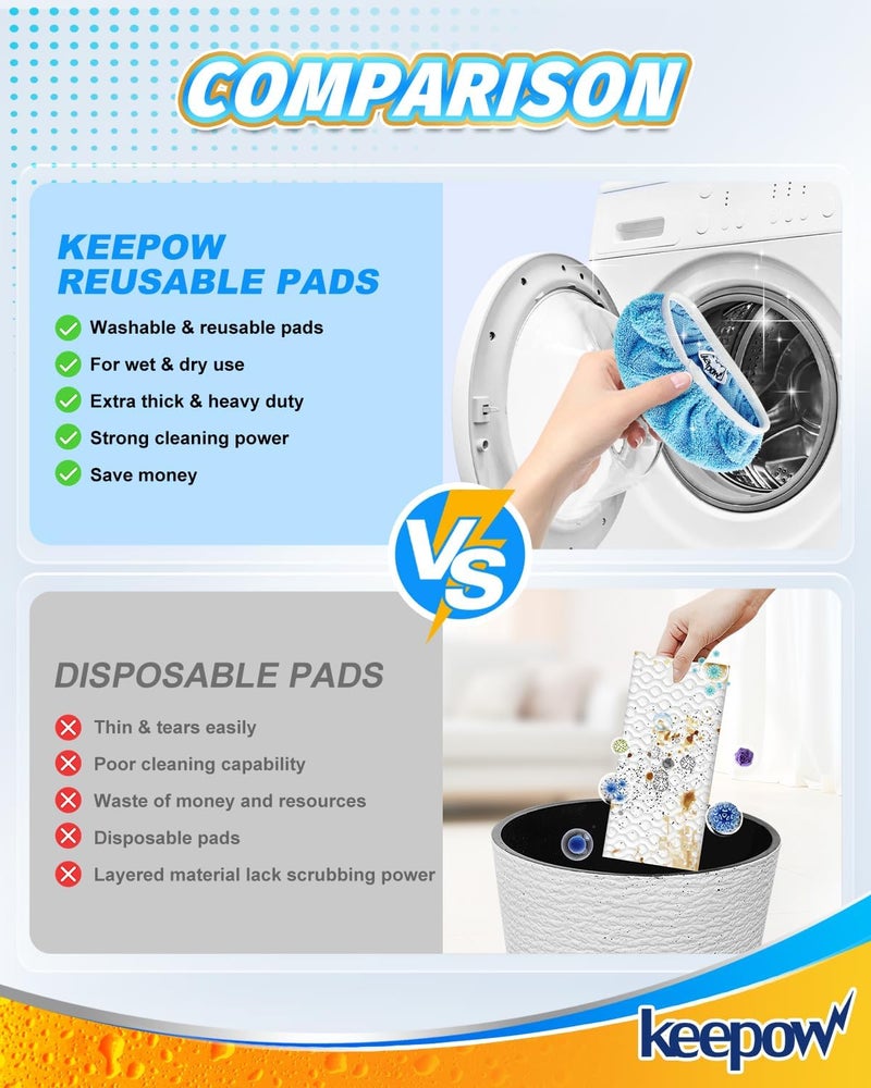 KEEPOW Reusable Dry Sweeping Cloths Microfiber Wet Pads Refill Compatible with Swiffer Sweeper Mop, Machine Washable Sweeping Mop Pads for Use on All Floors - Stone, Hardwood, Laminate & Tile (6 Blue) - Image 5